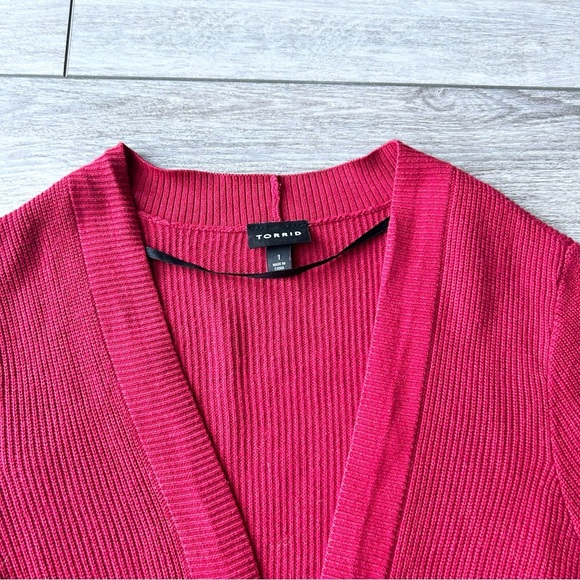 Torrid Cardigan Open Front Sweater in Red - Picture 10 of 16